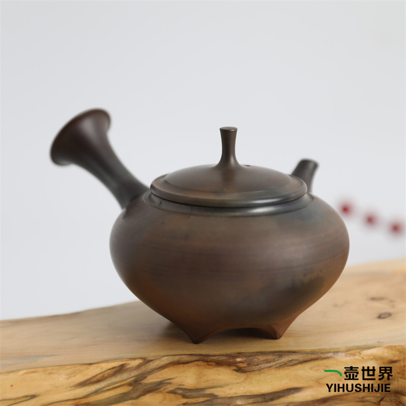 日本常滑烧急须 小西洋平窑变四足130ml纯手工日式紫砂侧把陶茶壶