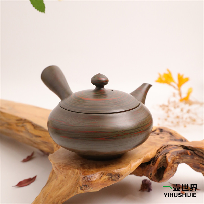 日本常滑烧 云仙 绞泥 240ml 纯手工日式紫砂侧把陶茶壶