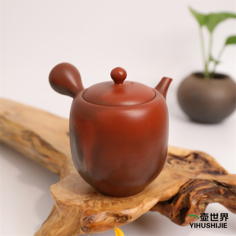 日本常滑烧急须 小西洋平朱泥窑变300ml纯手工日式紫砂侧把陶茶壶