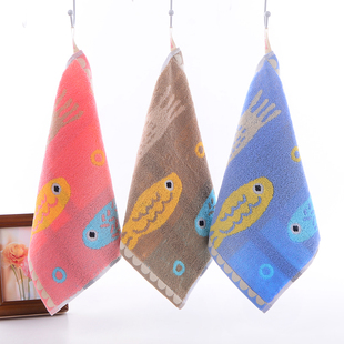 洗脸洁面全棉擦手巾帕纯棉幼儿园挂式小毛巾定制logo加厚卡通方巾