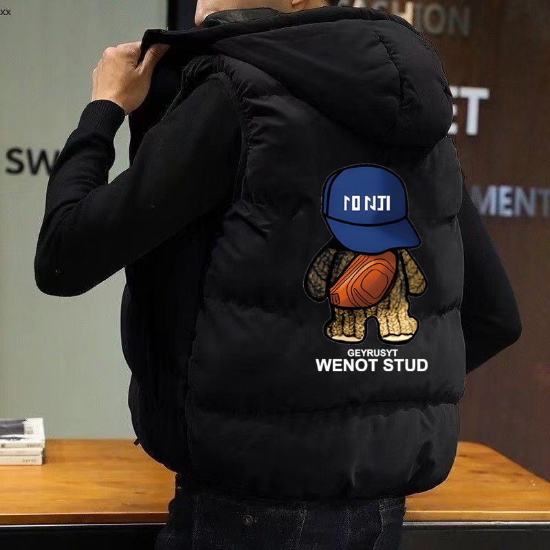 秋冬季男士棉马甲连帽背