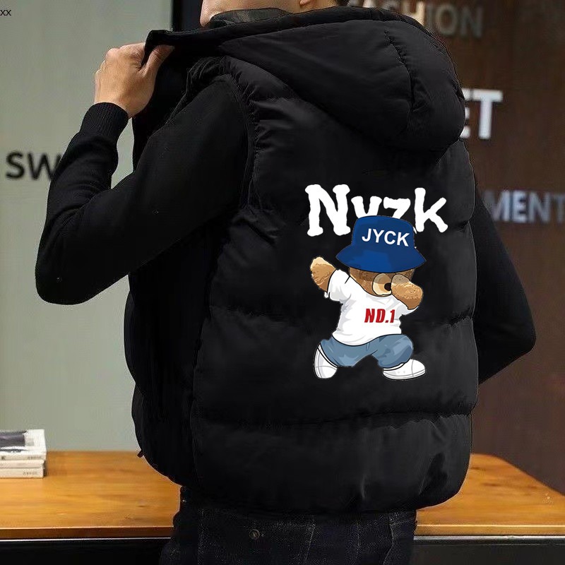 连帽棉马甲男生秋冬季无