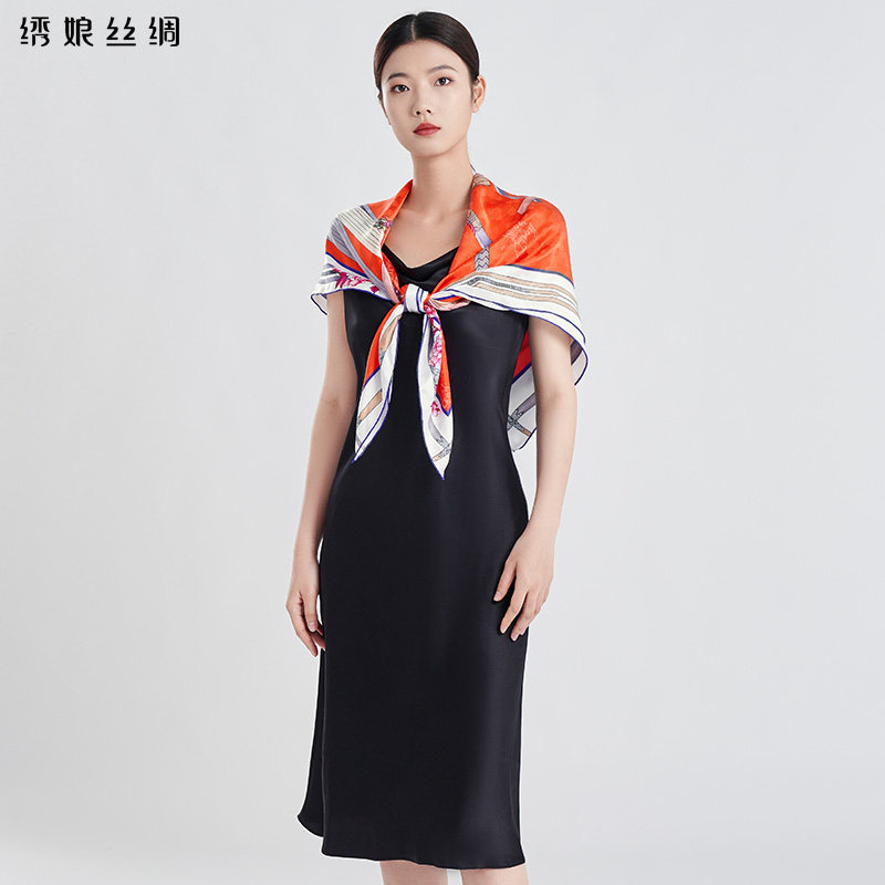 绣娘丝绸真丝丝巾女新款中式桑蚕丝大方巾围巾披肩女外搭搭配礼盒