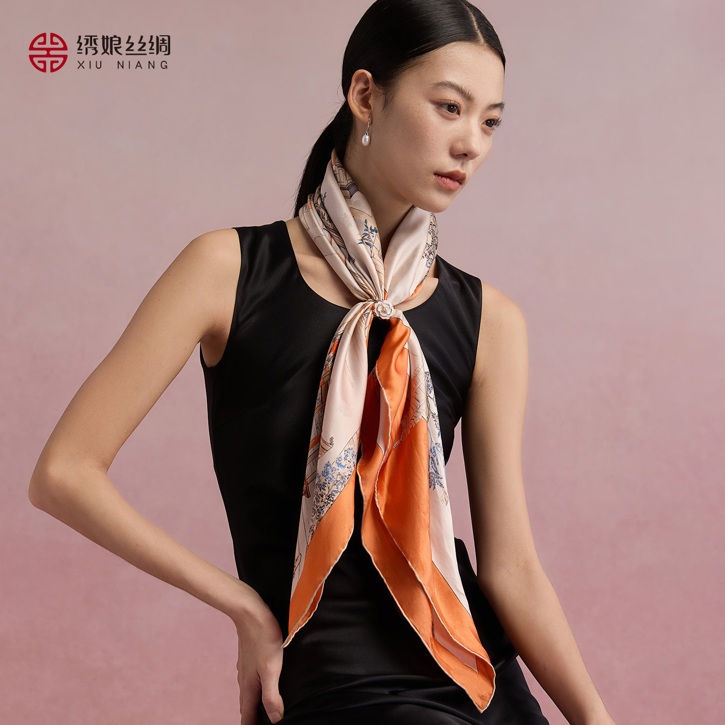 绣娘丝绸新款100%桑蚕丝真丝方巾2026春夏高级披肩女外搭围巾