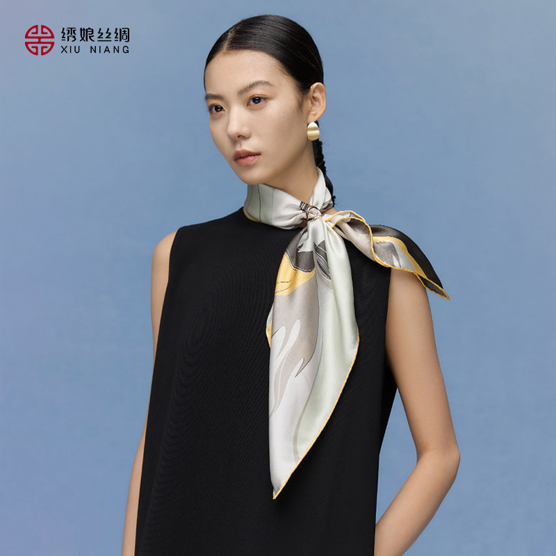 绣娘丝绸真丝方巾100%桑蚕丝高级丝巾披肩外搭送妈妈女友生日礼物