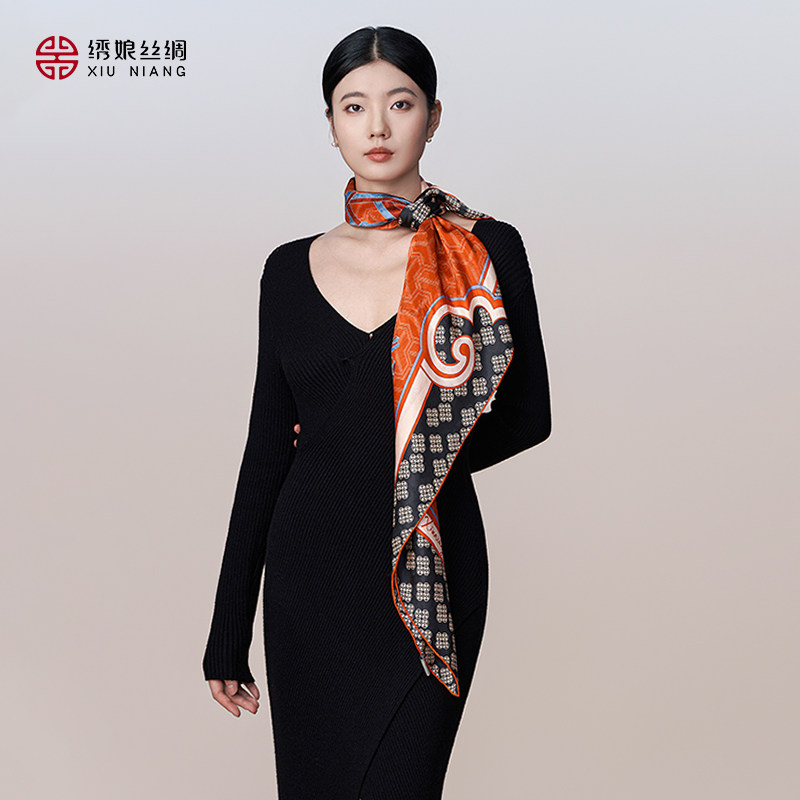 绣娘丝绸真丝丝巾100%桑蚕丝方巾披肩女外搭高级妈妈女友送礼礼物