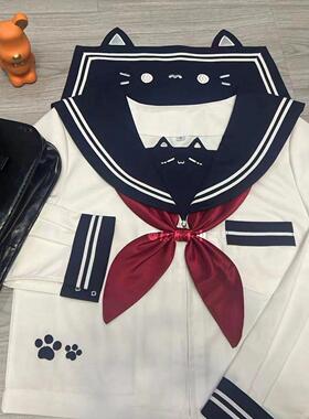 反派不中二原创刺绣jk制服【懒喵日记】水手服小猫咪可爱日系校服
