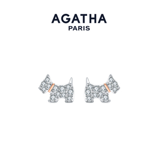 AGATHA 简约耳环轻奢新年礼物 瑷嘉莎法兰西小狗耳钉高级法式