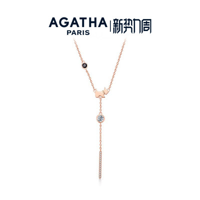 AGATHA/瑷嘉莎小狗项链法式轻奢锁骨链设计感日常通勤气质