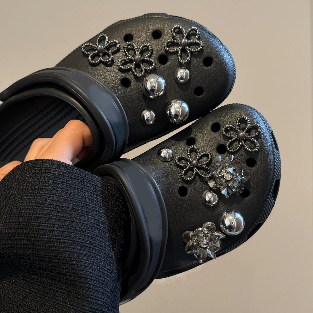 适配crocs黑色洞洞鞋配饰鞋花高级感diy鞋面装饰配件鞋扣卡扣饰品
