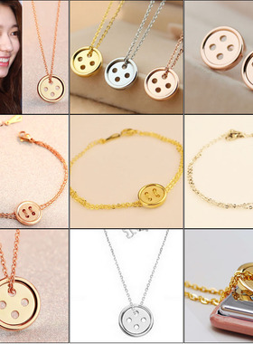 幸运纽扣手链女款韩版18K玫瑰金手环韩版配