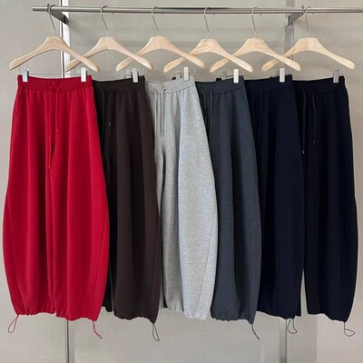 专柜正品2025秋季新款时尚高腰弯刀裤女百搭宽松抽绳束脚加绒卫裤