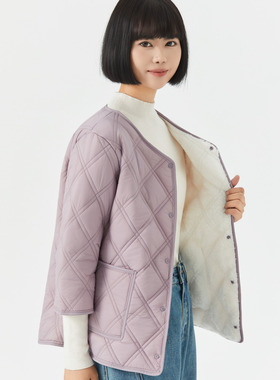 秋冬女士马甲妈妈加绒护肩马夹七分袖背心保暖中年羽绒服内胆棉衣