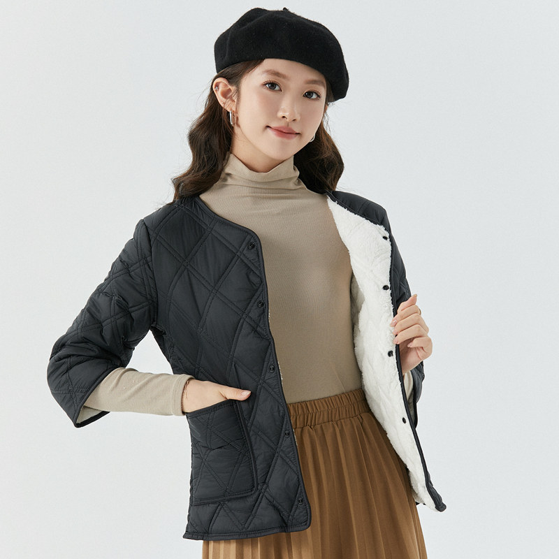 棉衣内胆内穿小棉袄女冬妈妈服装短款保暖中袖护肩轻薄七分袖加绒