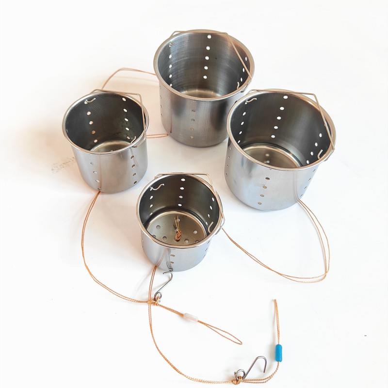 不锈钢沉底打窝器4件套钓鱼传统定点打食器杯状鱼饵料远投抛饵器