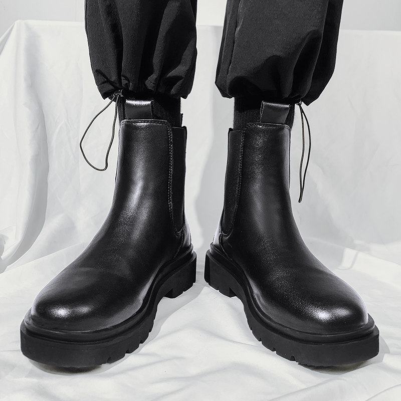 MARTIN BOOTS MENS 2025 NEW WINTER HIGH TOP BRITISH CHELSEA LEATHER BOOTS MENS BLACK BIKER HEIGHTENED CARGO BOOTS