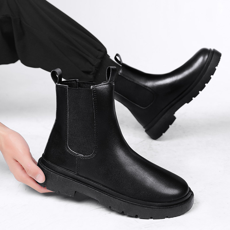 MARTIN BOOTS MENS 2025 NEW WINTER HIGH TOP BRITISH CHELSEA LEATHER BOOTS MENS BLACK BIKER HEIGHTENED CARGO BOOTS