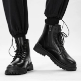 Martens, летние высокие сапоги на платформе для черной кожи, мужские туфли в английском стиле