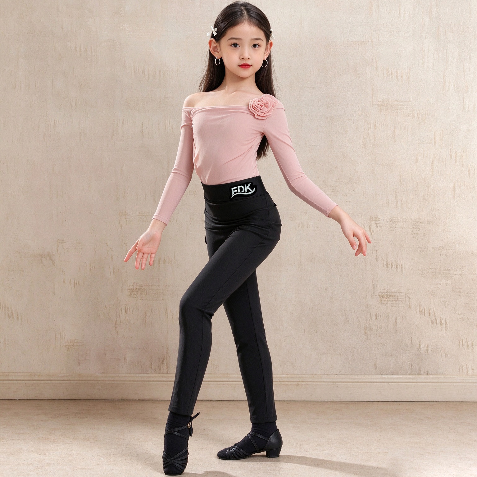 梵蒂恺女童拉丁舞服新款长袖练功服儿童拉丁裤套装少儿舞蹈演出服