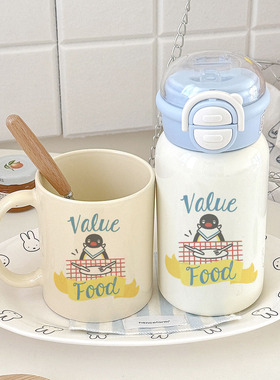 Pingu 企鹅款 蓝色双饮盖保温杯 + 马克杯 Value Food 主题