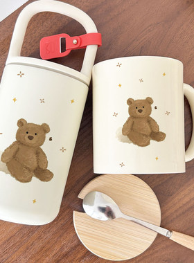 CP组合可爱小熊 ！316 不锈钢保温杯 + 同款马克杯，治愈又实用