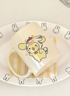 布丁狗叠 buff：小奶牛扮装黄色双饮盖保温杯 + 马克杯