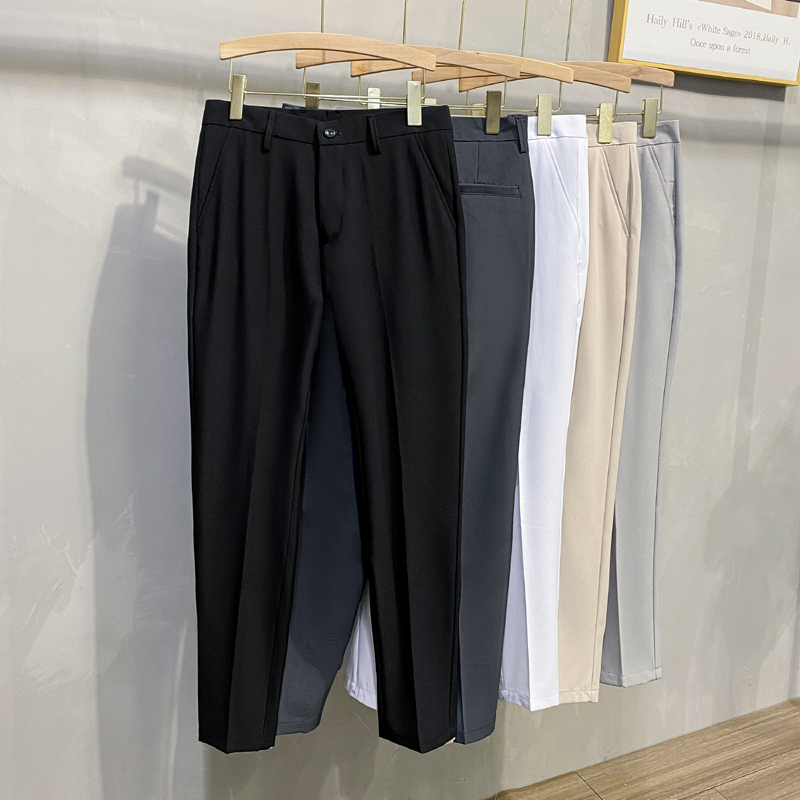 网红精神小伙修身韩版休闲西裤