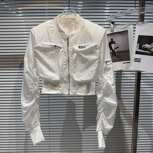 夹克 风防晒衣短外套女气质超火减龄薄款 高街辣妹大口袋褶皱袖 工装