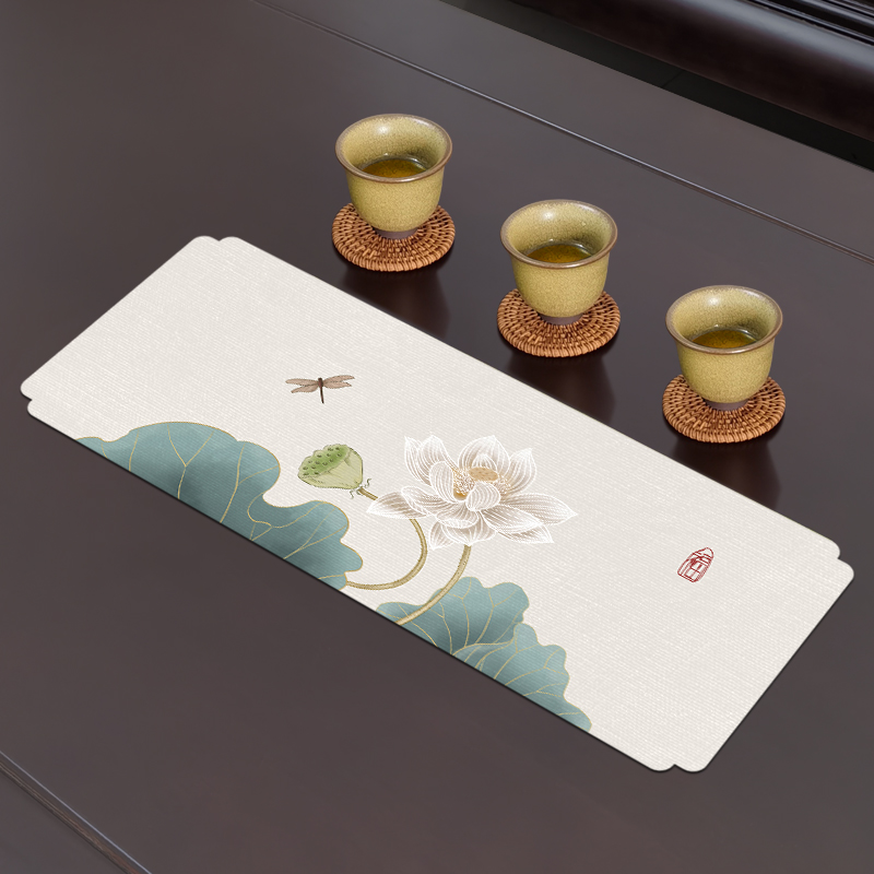 禅意小茶席棉麻布艺桌旗茶艺茶巾