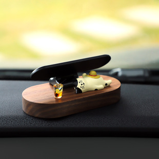 创意黑胡桃木质临时停车号码牌手机电话挪车牌汽车摆件车载复古风