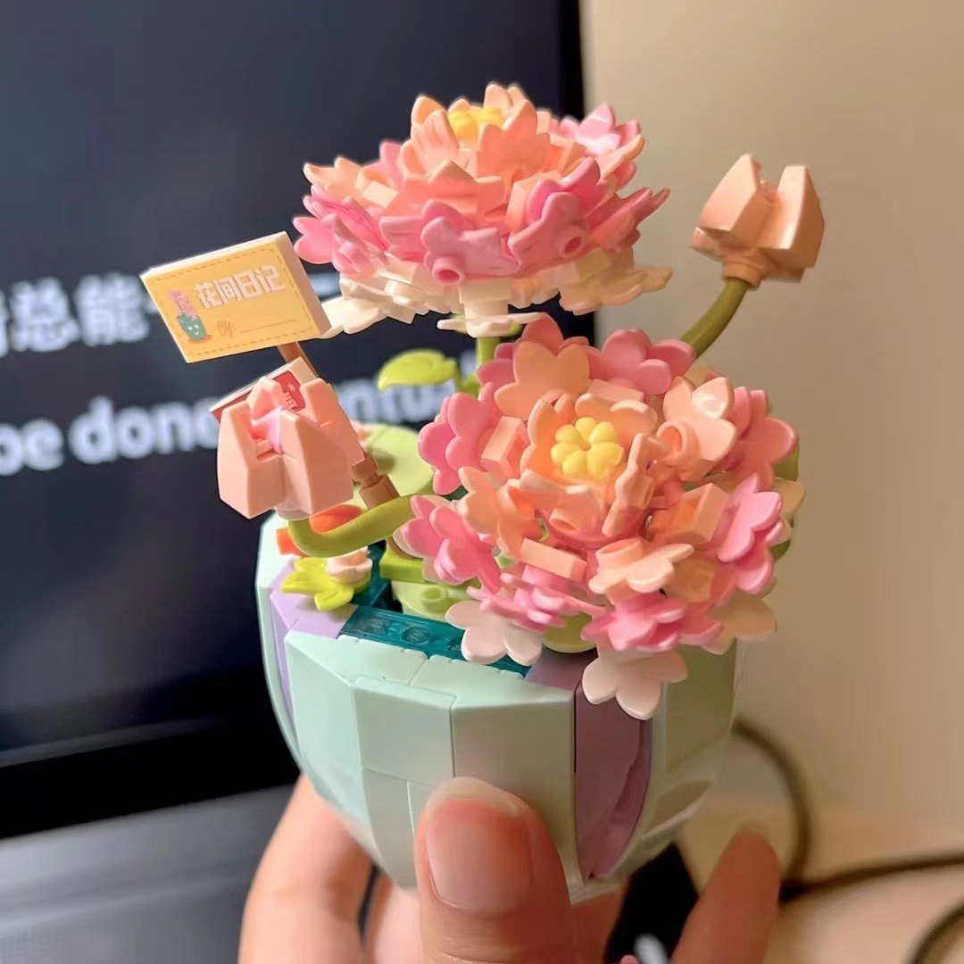 多肉积木花盆栽花朵拼装女孩儿童玫瑰女生花束摆件可爱小花礼物,玩具/童车/益智/积木/模型,普通塑料积木,淘宝优惠券,粉丝福利购,淘宝优惠卷