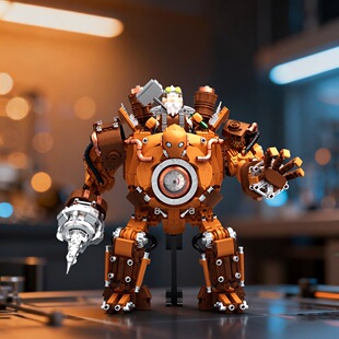 我是一块砖新品蒸汽战偶高砖积木益智拼装机甲模型男孩玩具礼物