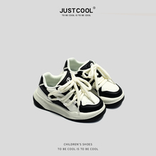 JUSTCOOL男童鞋运动鞋2024春季新款高帮白色板鞋休闲女童儿童单鞋
