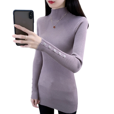半高领洋气修身毛衣中长款打底