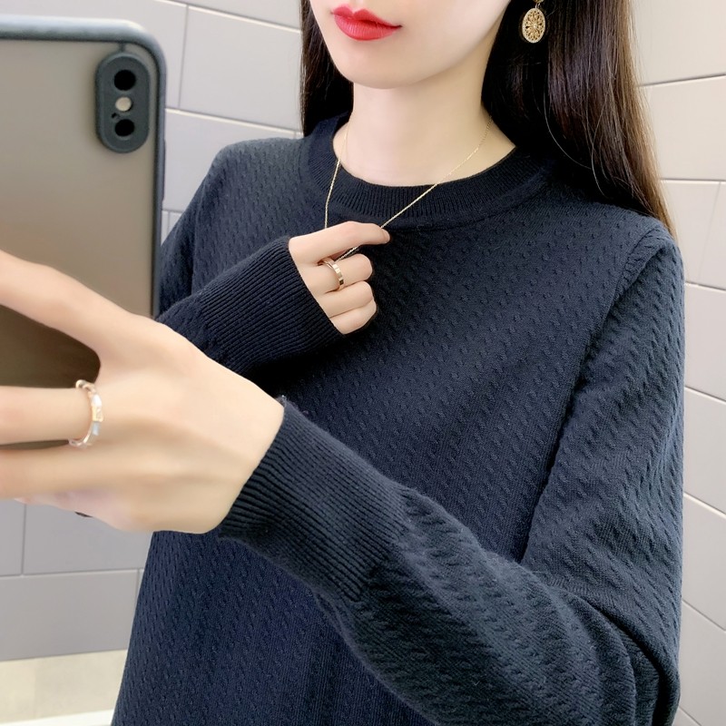 半高圆领针织衫洋气时尚上衣2026秋冬内搭麻花打底衫毛衣女装长袖
