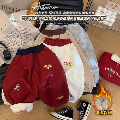 儿童秋冬新款加绒保暖运动束脚裤