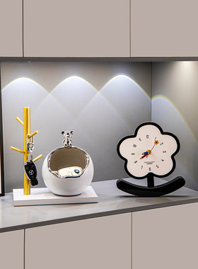 花朵时钟玄关摆件入户钥匙收纳装饰品客厅鞋柜置物架乔迁新居礼物