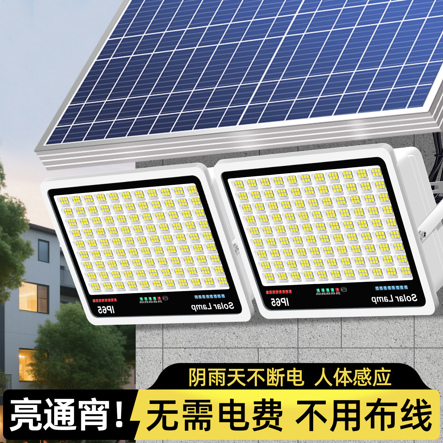 太阳能户外灯一拖二家用庭院照明灯2026新款农村院子防水感应路灯