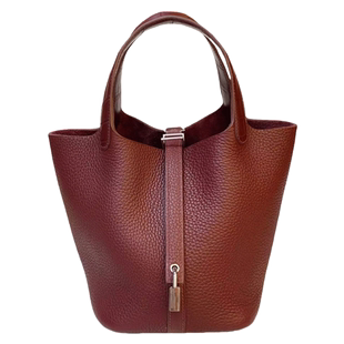 touch金棕色小号菜篮子18CM休闲真皮女士手提包个性TC皮配鳄鱼皮