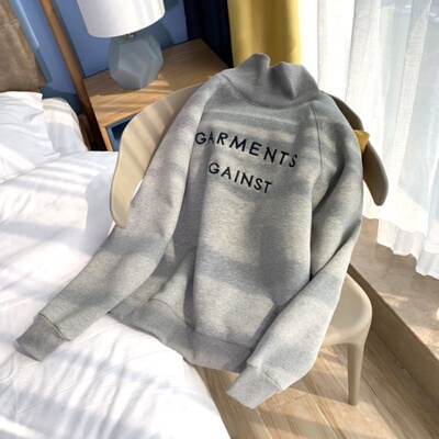 加厚加绒仿羊羔绒小个子卫衣女