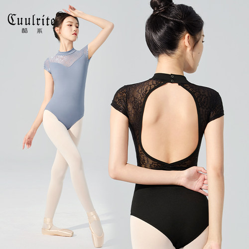 舞蹈服女短袖练功服蕾丝连体服