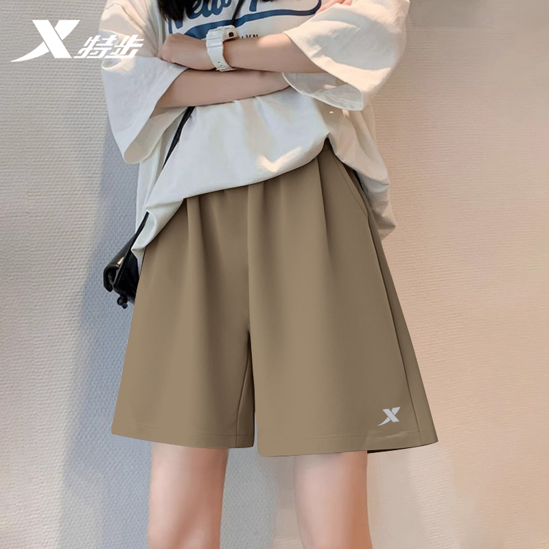 特步跑步短裤女款运动裤夏季2025新款速干透气冰丝宽松大码五分裤