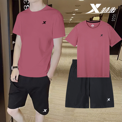 特步运动套装短袖短裤两件套