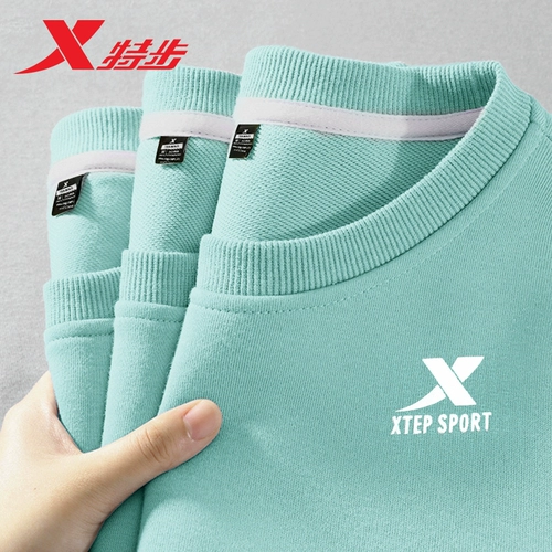 Xtep, спортивная мятная толстовка, комплект, тонкий лонгслив, круглый воротник