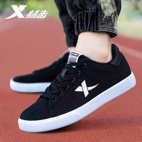 特步男鞋板鞋新款网面鞋子