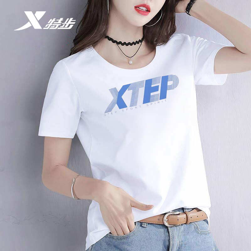 特步短袖女t恤薄款透气上衣