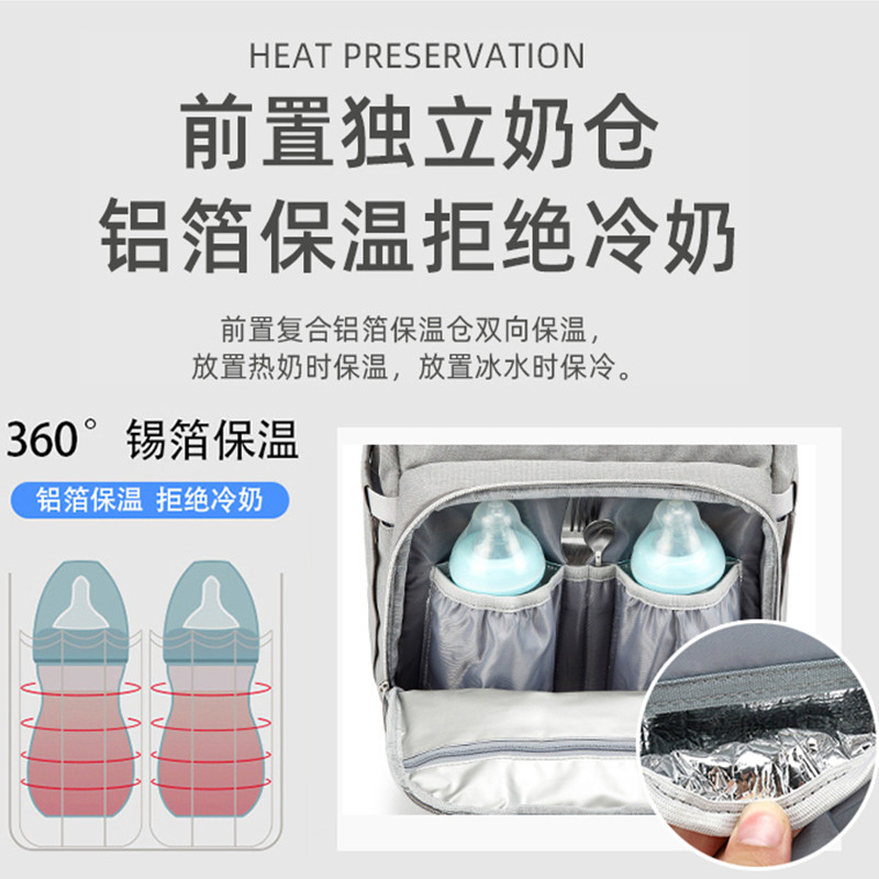 母婴包新款妈咪包可变婴儿折叠床多功能双肩背包大容量婴儿多用包