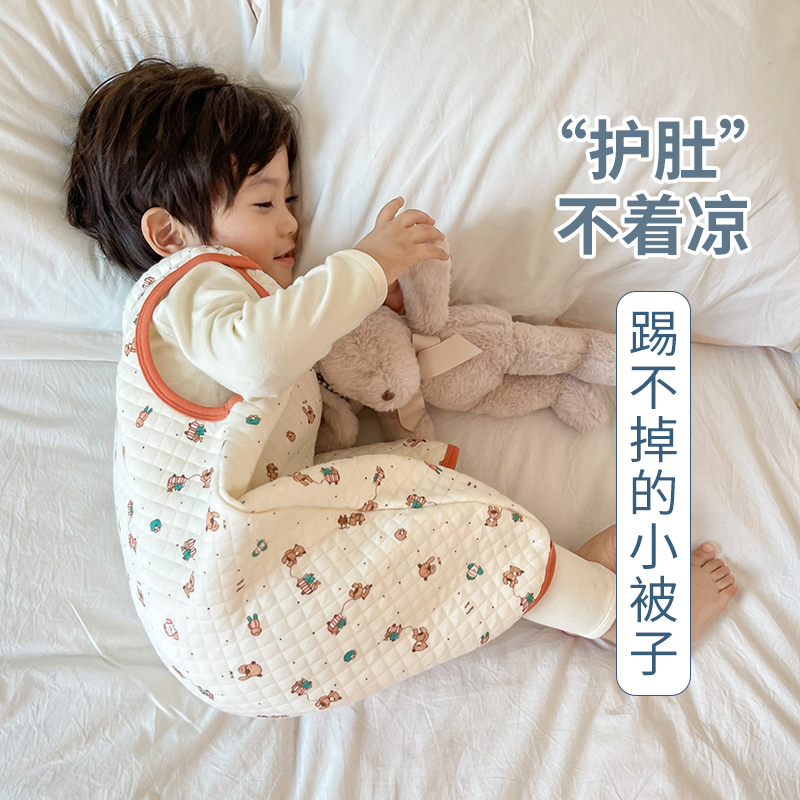 背心睡袋春秋款儿童纯棉无袖马甲婴儿防踢被夏季薄棉男童宝宝睡衣