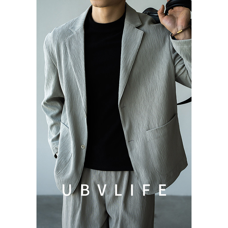 【旅行家系列】日系高端微皱阔版易打理休闲西服男士商务上班单西