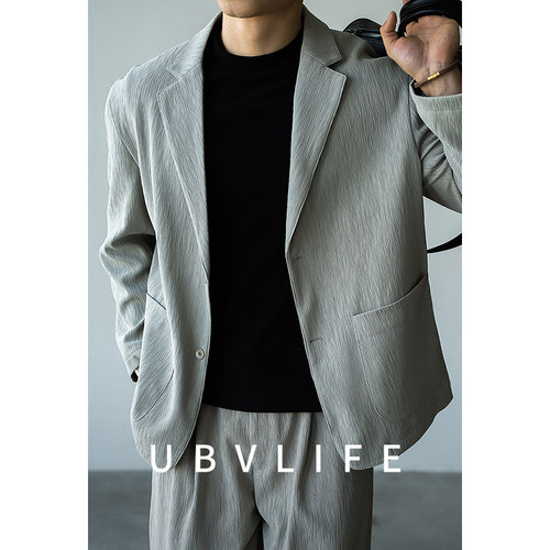 高端微皱阔版易打理休闲西服
